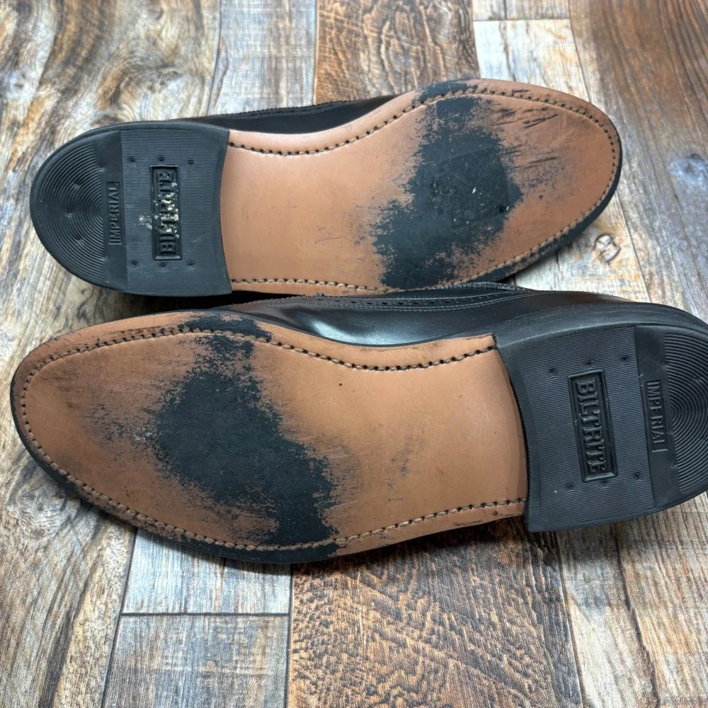 Stuart McGuire Black Leather Wingtip Longwing‎ Blucher Shoes 11.5 EEE USA 61828